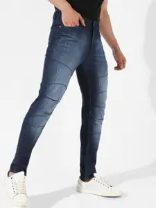 Campus Sutra Men Navy Blue Smart Light Fade Cat Scratches Cotton Slim Fit Jeans