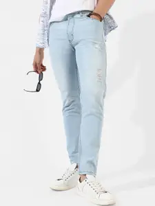 Campus Sutra Men Light Blue Smart Slim Fit Light Fade Stretchable Ripped Jeans