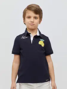 One Friday Boys Graphic Printed Polo Collar T-shirt