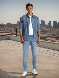 Flying Machine Men Super Skinny Fit Mid Rise Heavy Fade Stretchable Jeans