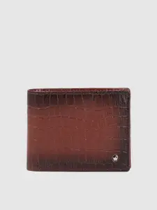 Louis Philippe Men Crocodile Textured Leather Two Fold Wallet