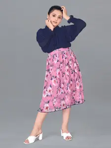 FASHION DREAM Girls Shirt Collar Top with Skirt Clothing Set