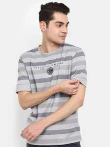 V-Mart Striped Round Neck Cotton T-shirt