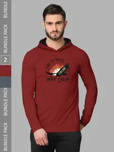 BULLMER Pack Of 2 Graphic Printed Hooded Cotton Sweatshirt