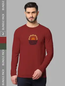 BULLMER Pack Of 2 Graphic Printed Hooded Cotton Sweatshirt