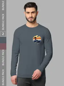 BULLMER Pack Of 2 Graphic Printed Hooded Cotton Sweatshirt