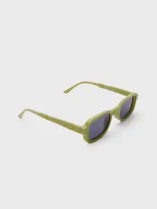 20Dresses Women Green & Black Self Textured Full Rim Rectangle Sunglasses SG010770