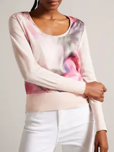 Ted Baker Printed Scoop Neck Cotton Pullover