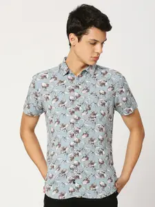 VALEN CLUB Floral Printed Pure Cotton Slim Fit Casual Shirt
