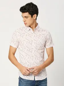 VALEN CLUB Floral Printed Short Sleeves Pure Cotton Casual Shirt