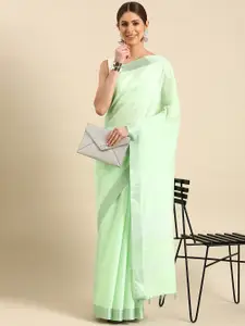 KALINI Woven Design Striped Zari Pure Linen Saree
