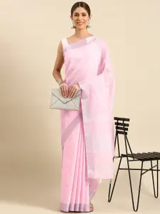 KALINI Woven Design Striped Zari Pure Linen Saree