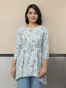 AURELIA Floral Printed Keyhole Neck Empire Kurti
