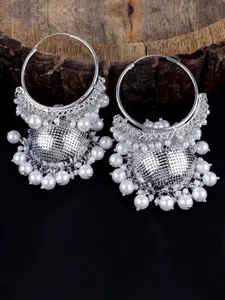 VAGHBHATT Silver-Plated Dome Shaped Jhumkas Earrings