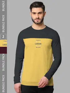 BULLMER Pack Of 2 Graphic Printed Hooded Neck Cotton Casual T-Shirts