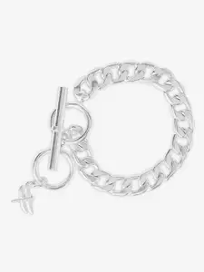 Tipsyfly Women Silver Plated Cuban Chain Link Bracelet