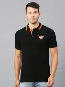 FanCode Sunrisers Hyderabad Printed Polo Collar Cotton Sports T-Shirt