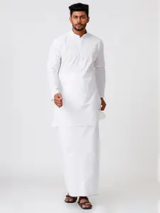 Ramraj Men Mandarin Cotton Kurta & Veshti