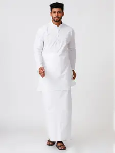 Ramraj Men Mandarin Cotton Kurta & Veshti