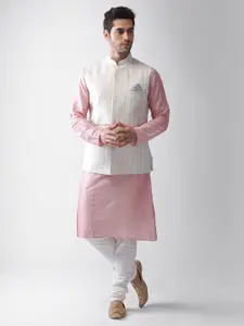 KISAH Men Regular Fit Printed Kurta Jacket Churidar Set