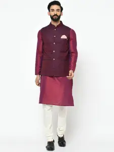 KISAH Mandarin Collar Kurta with Churidar & Nehru Jacket