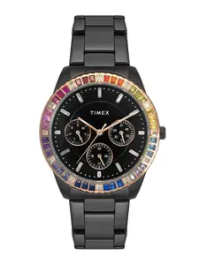 Timex Women Embellished Dial & Stainless Steel Bracelet Style Straps Analogue Multi Function Watch