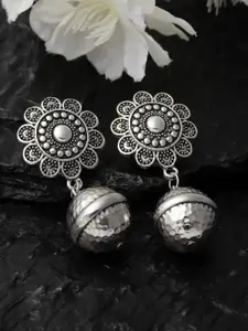 PANASH Silver-Plated Floral Drop Earrings