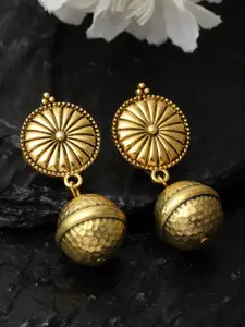 PANASH Gold-Plated Circular-Shaped Drop Earrings