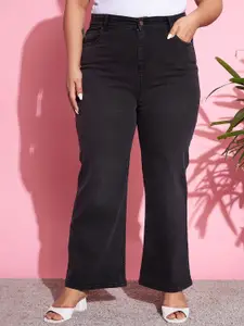SASSAFRAS Curve Women Plus Size Black High-Rise Clean Look Stretchable Jeans