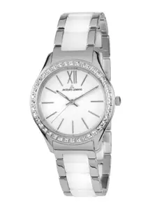 Jacques Lemans Women Embellished Dial & White Bracelet Style Straps Analogue Watch 1-1797B