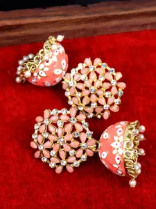 Krelin Dome Shaped Artificial Stones & Beads Studded Jhumkas Earrings