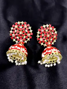 Krelin Dome Shaped Artificial Stones & Beads Studded Jhumkas Earrings
