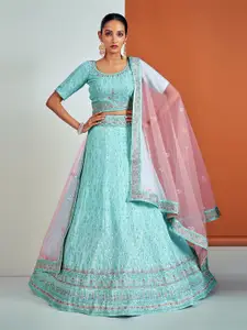 Fusionic Embroidered Sequin Work Semi-Stitched Lehenga With Unstitched Blouse & Dupatta