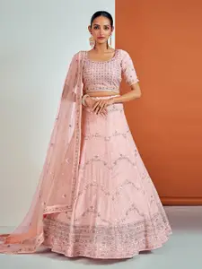 Fusionic Embroidered Sequin Work Semi-Stitched Lehenga With Unstitched Blouse & Dupatta