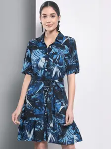 Trend Arrest Tropical Printed Shirt Dress With Belt