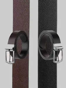 KAEZRI Men Textured Reversible Leather Formal Belt