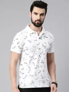 Kryptic Geometric Printed Polo Collar Pure Cotton T-shirt