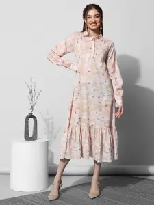 Selvia Floral Print A-Line Midi Dress