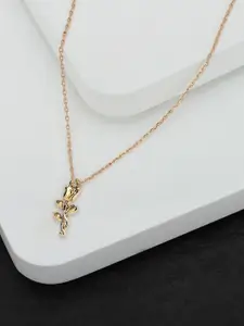 OOMPH Gold Plated Rose Shaped Charm Anklet