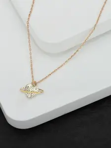 OOMPH Gold Plated Stone-Studded Heart Shape Charm Anklet