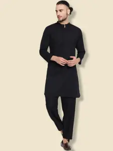 Vastraa Fusion Mandarin Collar Cotton Straight Kurta