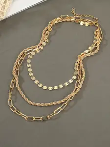 Jewels Galaxy Brass Gold-Plated Layered Necklace