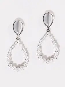 XPNSV Silver-Plated Contemporary Drop Earrings
