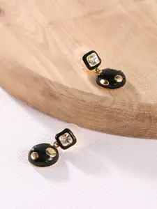 XPNSV Gold-Plated Contemporary Enamelled Drop Earrings