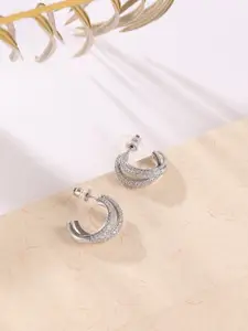 XPNSV Silver-Plated Contemporary Half Hoop Earrings