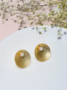 XPNSV Gold-Plated Circular Beaded Studs Earrings