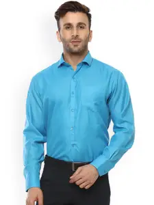 Hangup Men Blue Comfort Regular Fit Solid Formal Shirt