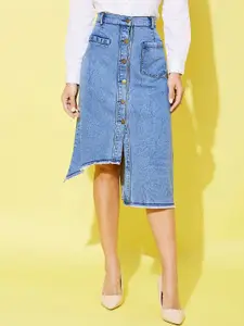 StyleStone Knee Length Straight Denim Skirt