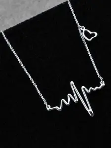 Jewels Galaxy Silver-Plated Heartbeat Necklace