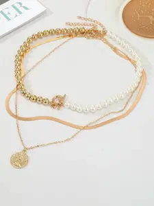 Jewels Galaxy 3Pcs Gold-Plated Necklace